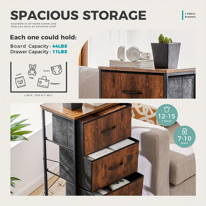 [Skinny Fabric Storage Tower] Dresser For Bedroom, Storage Drawers, Skinny Fabric Storage Tower With 2/4 Drawers, Tower Organizer Unit, Chest Of Drawers With Wooden Top For Closet, Laundry, Entryway