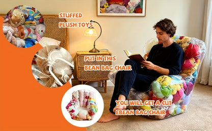 Large Capacity Transparent PVC Plush Toy Storage Sofa - Stuffed Animal and Doll Organizer for Toy Room and Playroom Easy Clean Durable