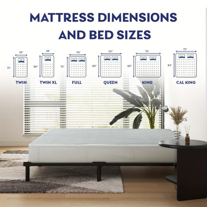Box Spring 5 7.5 9 Inch Twin Full Queen King Strong Metal Frame Foundation High Profile Quiet Noise-Free Easy Assembly Bedroom Furniture