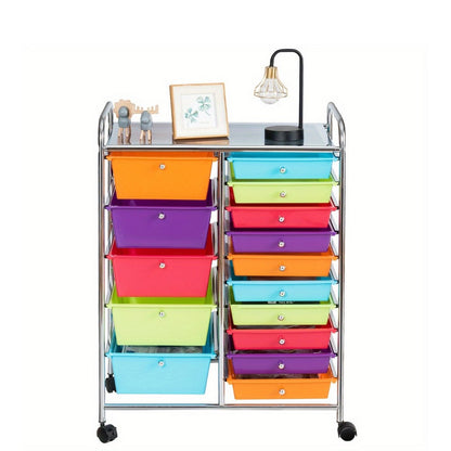 15-Drawer Metal Rolling Storage Cart with Locking Wheels and Added Privacy for Bathroom detail image - detail view 13