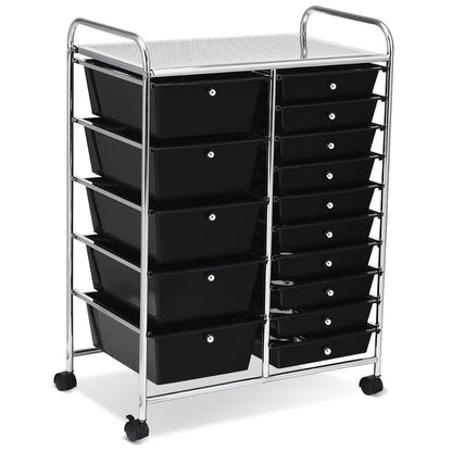 15-Drawer Metal Rolling Storage Cart with Locking Wheels and Added Privacy for Bathroom detail image - detail view 9