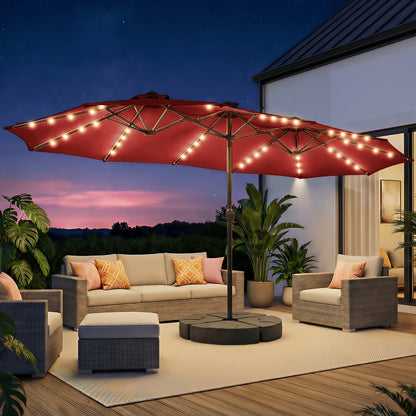 15-Foot Solar LED Patio Umbrella, Outdoor Table Umbrella for Outdoor Shade and Protection detail image - detail view 6
