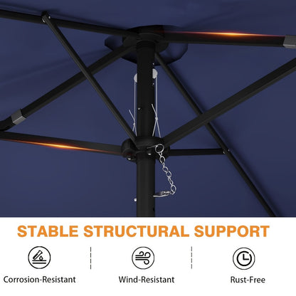 15-Foot Solar LED Patio Umbrella with LED Lighting, Outdoor Market Umbrella detail image - detail view 12
