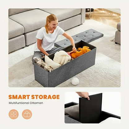 15-Inch Foldable Storage Ottoman for Living Room and Bedroom detail image - detail view 10