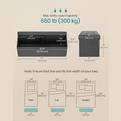 15-Inch Foldable Storage Ottoman for Living Room and Bedroom detail image - detail view 11