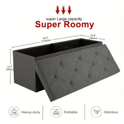 15-Inch Foldable Storage Ottoman for Living Room and Bedroom detail image - detail view 3