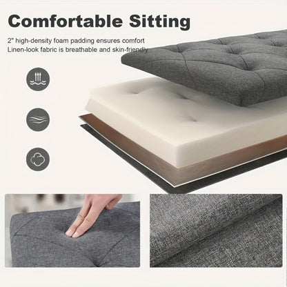 15-Inch Foldable Storage Ottoman for Living Room and Bedroom detail image - detail view 9