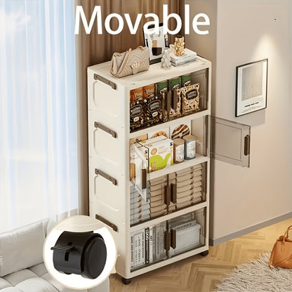 Folding Storage Cabinet with Lids & Wheels – Collapsible Stackable Plastic Storage Bins for Closet, Bedroom, Living Room & Home Office, 3, 4 or 5 Layer Foldable Organizer