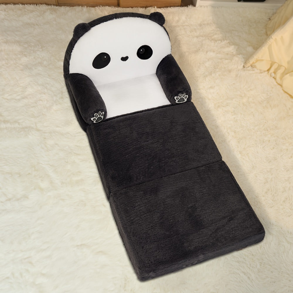 Cute Panda Kids Foldable Sofa Chair, 2-in-1 Plush Animal Lounger with High-Density Foam, Comfortable Children's Reading Couch for Bedroom Decor, Perfect Birthday & Holiday Gift