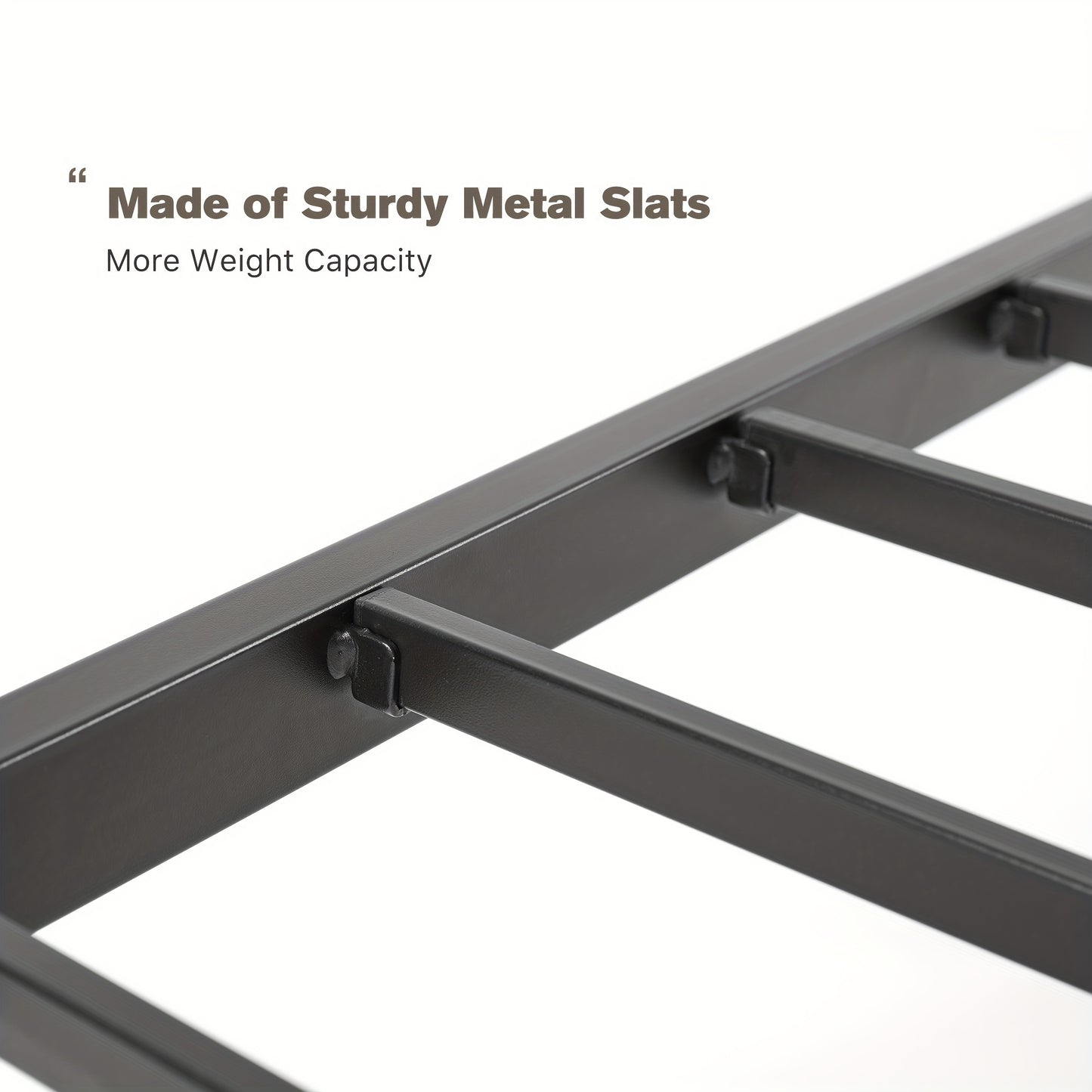 Twin Size Bed Frame - Heavy Duty Metal Platform Bedroom Frames King Size with Storage Space, No Box Spring Needed, 14 Inches High, Sturdy Steel Slat Support, Black