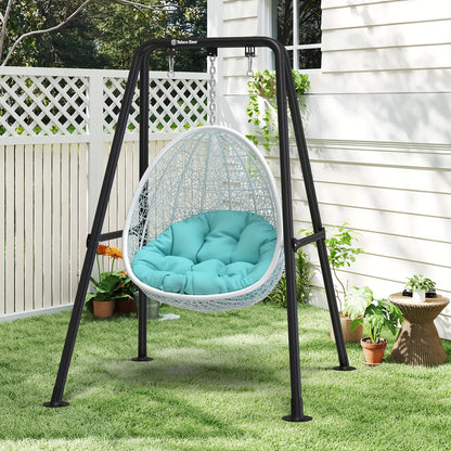 A-Shaped Hammock Chair Stand, Collapsible Swing Frame, Porch Swing Frame, Foldable Heavy-Duty Steel Hammock Stand, Holds up to 300lbs, Indoor and Outdoor Use, Stand Only, Black
