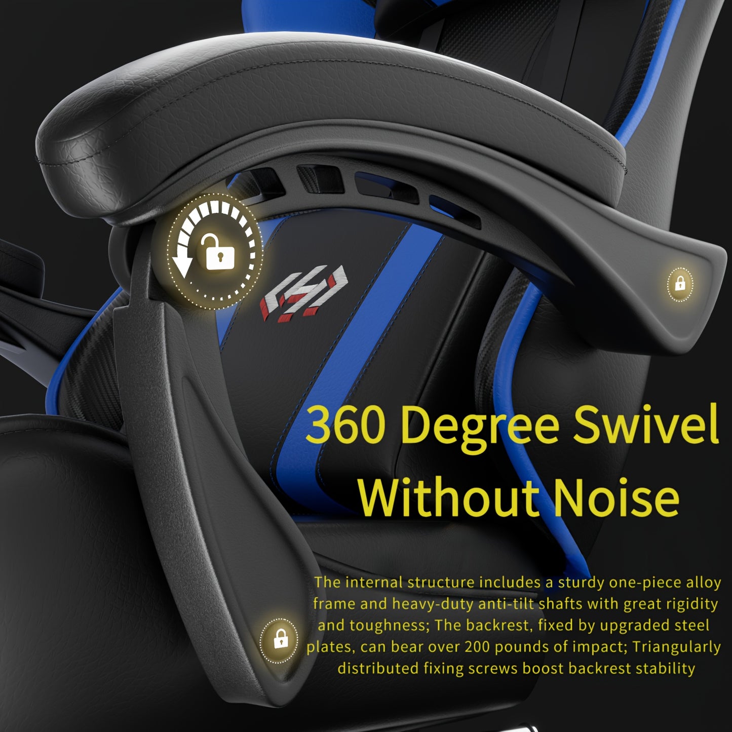 Ergonomic Gaming Chair with Spring Cushion, Retractable Footrest, Headrest & Lumbar Support, PU Leather Swivel Computer Desk Chair for Office & Gaming