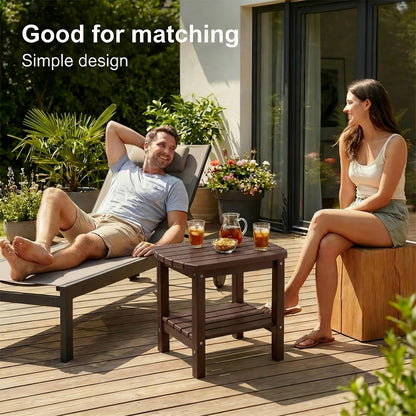 16.5-Inch HDPE Outdoor Side Table, Outdoor Accent Table for Patio detail image - detail view 8