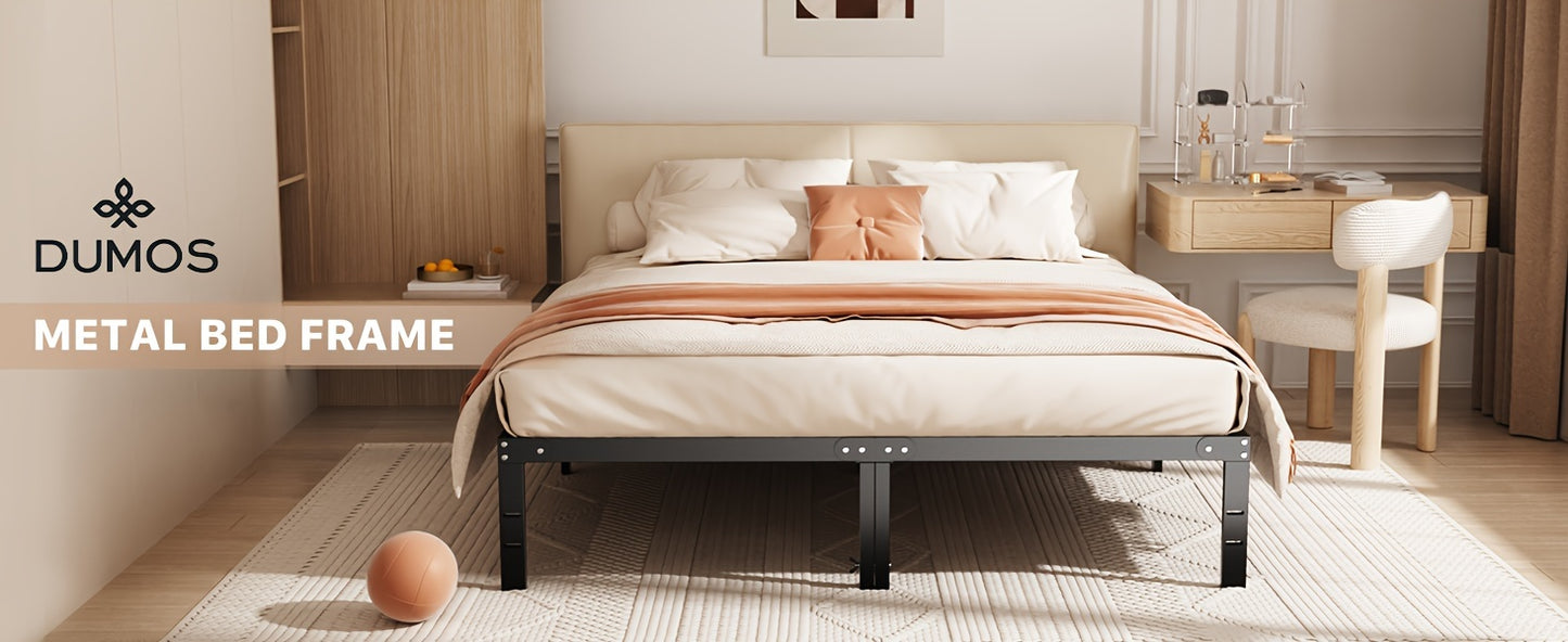 [Metal Platform Bed Frame] Bed Frame - 4 Size Platform Bed Frame Metal Mattress Foundation with Steel Slat Support, No Box Spring Needed, Storage Space Under Frame, Easy Assembly, Black