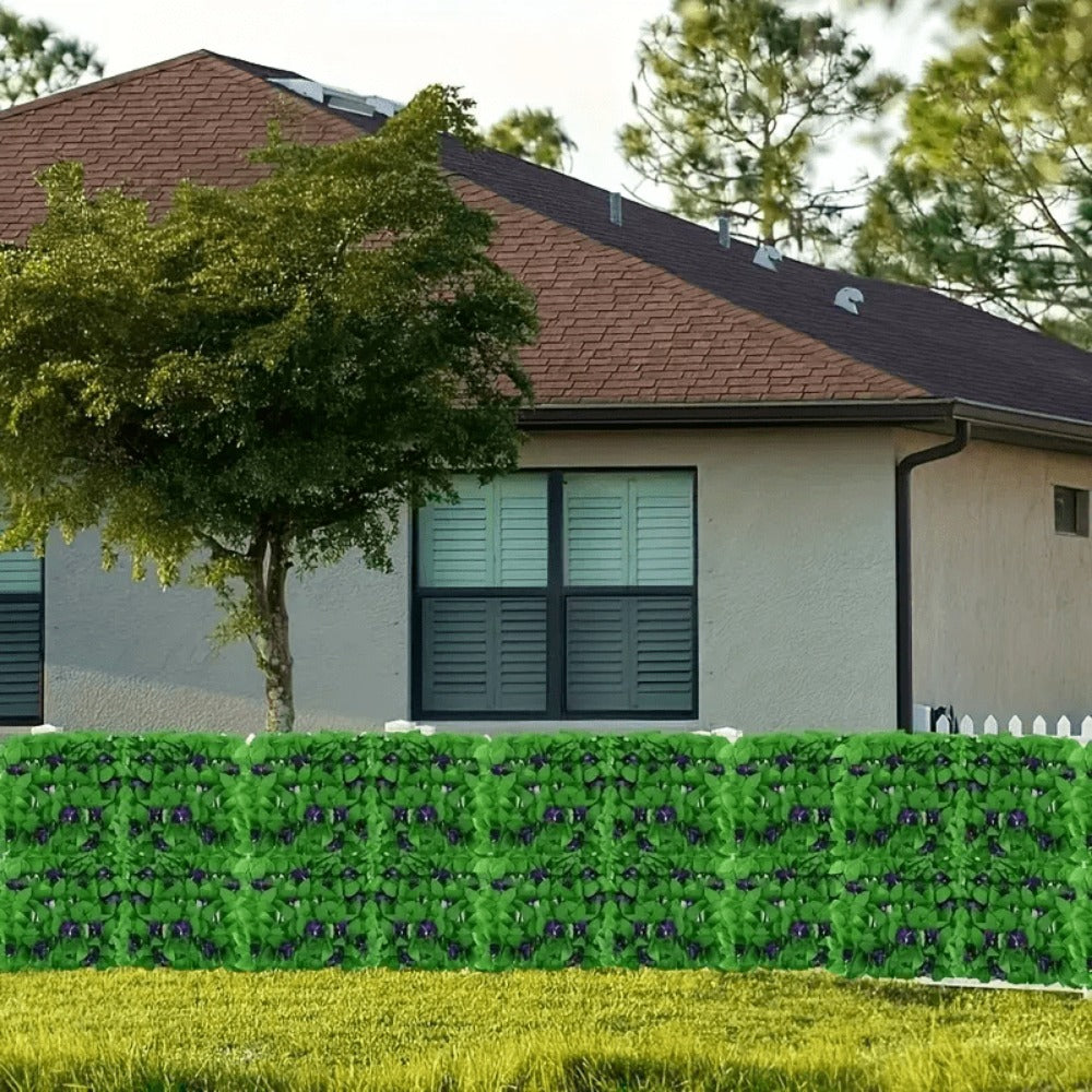 Expandable Artificial Vine Privacy Fence Set of 2 Connectable Green Wall Panel UV Resistant for Outdoor Garden Patio Balcony Home Decor – Purple Orchid & White Orchid, Free US Shipping