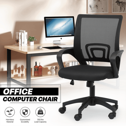 Mesh Office Home Chair, Mid Back Ergonomic Rolling Swivel Chair with Padded Seat and Armrest