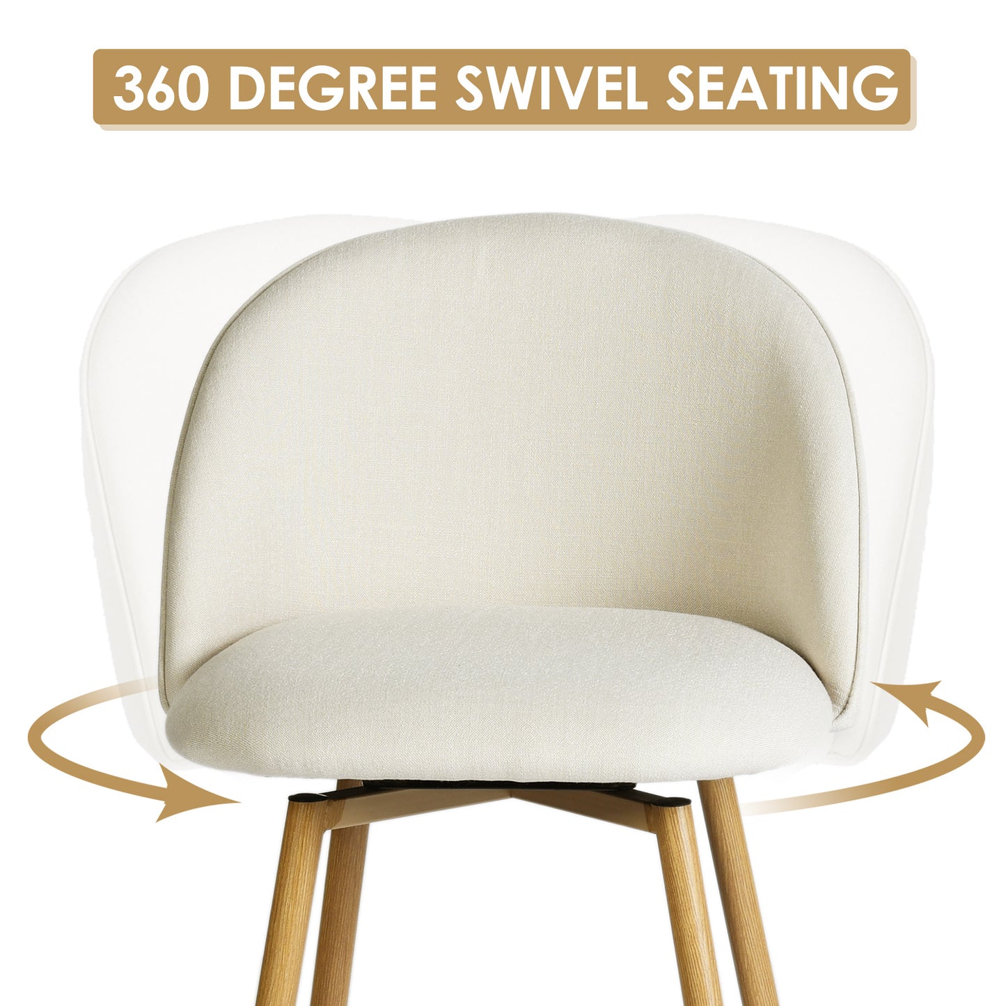 Homy Casa Set Of 1/2/3/4 Upholstered Swivel Counter Stools, 26-Inch, Industrial Style, Beige Fabric Seat with Footrest & Oak-Finish Legs, Ideal for Kitchen Islands Or Dining Areas
