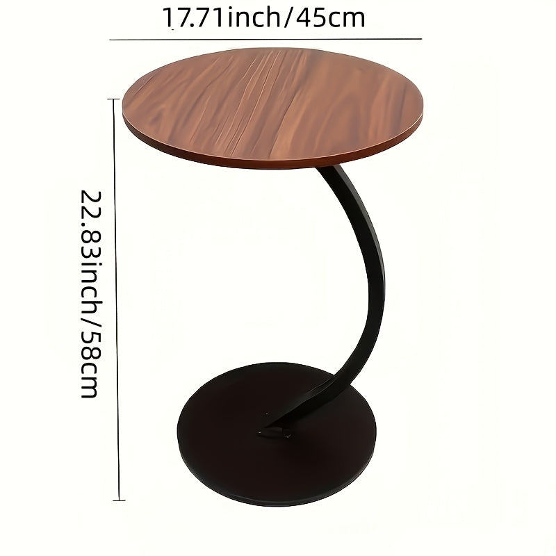 Modern Luxury Wrought Iron and Wood Hybrid Side Table with White Marble-patterned Top - Space-saving Sofa/bedside Coffee Table with Storage Shelf, Black Metal Frame and MDF Base, Compact Portable Design, Easy Assembly Suitable for Small Spaces