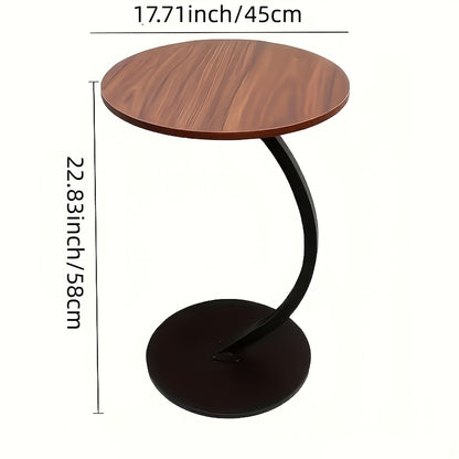 Modern Luxury Wrought Iron and Wood Hybrid Side Table with White Marble-patterned Top - Space-saving Sofa/bedside Coffee Table with Storage Shelf, Black Metal Frame and MDF Base, Compact Portable Design, Easy Assembly Suitable for Small Spaces