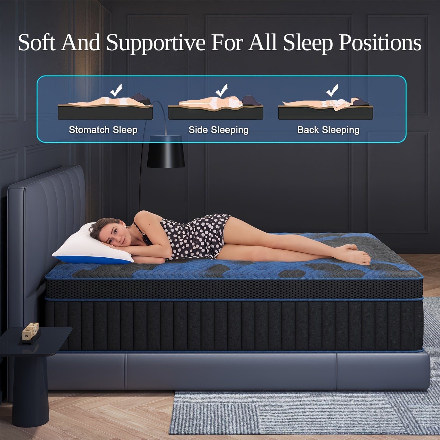 [Gel Memory Foam Mattress] 12/14 Inch Gel Memory Foam Mattress Hybrid Pocket Spring Twin Full Queen King Bed Mattress In A Box, Euro Top Medium Firm for Back & Lumbar Support, Individual Pocket Spring Bed for Motion Isolation & Fiberglass Free