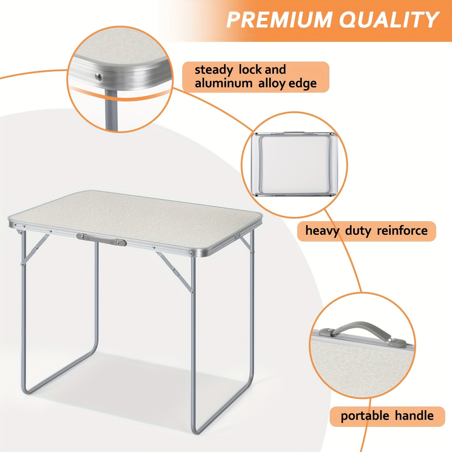 1pc Foldable Portable Table for Yard, Camping, And Family Gatherings (white)