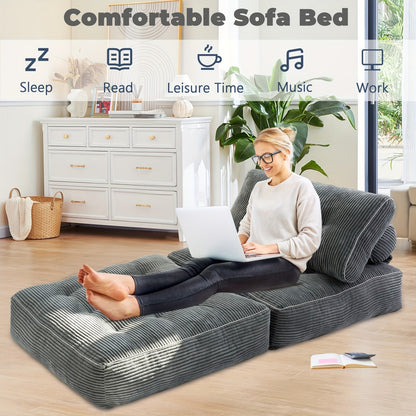 Folding Sofa Bed Convertible Sleeper Chair for Adults, Foam-Filled Floor Couch with Pillow, Single Size Foldable Mattress for Living Room Bedroom Guest Room Dorm Apartment, 6 Colors Available