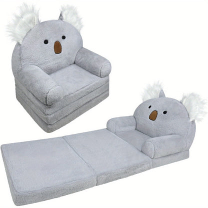 Kids Foldable Sofa Chair, Soft Plush Milk Cow Pattern 2-in-1 Flip Open Children's Lounger, Removable Washable Cover, Lightweight Comfy Animal Chair for Boys & Girls Reading Nook