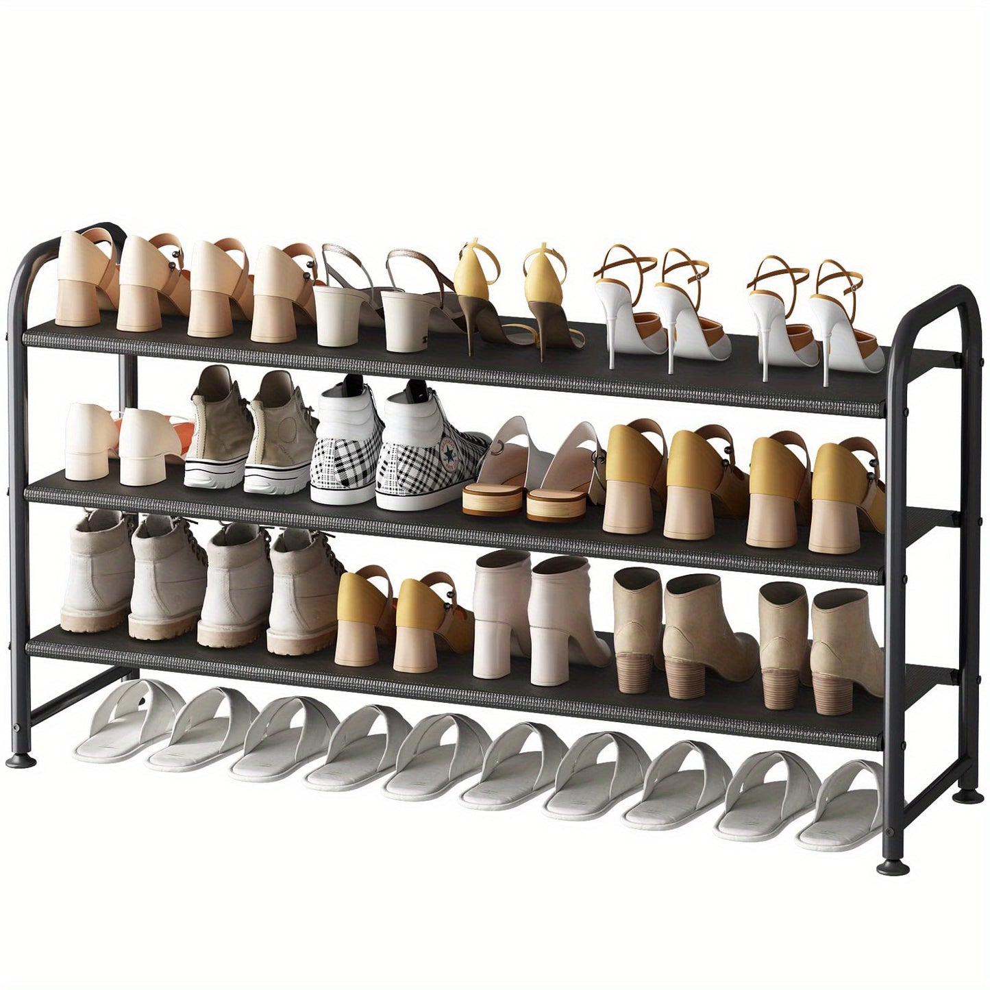 SUOERNUO 2/3/4-Tier Long Shoe Rack, Large Capacity Storage Organizer, Stackable Wide Shoe Rack Suitable for Wardrobe, Floor, Entrance, Porch, And Storage