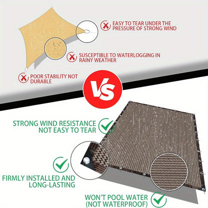 1pc Coffee Brown Rectangular Shade Net 118.11inch x 236.22inch, 85% Sun Protection Rate, Breathable & Water-Permeable with Reinforced Edging for Outdoor Courtyard Pool Balcony