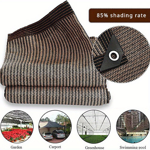 1pc Coffee Brown Rectangular Shade Net 118.11inch x 236.22inch, 85% Sun Protection Rate, Breathable & Water-Permeable with Reinforced Edging for Outdoor Courtyard Pool Balcony
