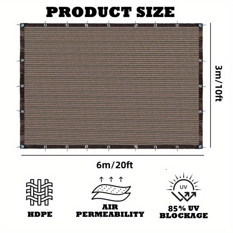 1pc Coffee Brown Rectangular Shade Net 118.11inch x 236.22inch, 85% Sun Protection Rate, Breathable & Water-Permeable with Reinforced Edging for Outdoor Courtyard Pool Balcony