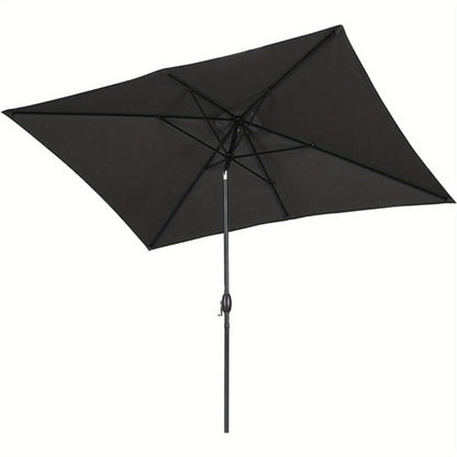 Outdoor 6.5 X 10ft Rectangular Patio Umbrella Aluminum Pole, Outdoor Table Market Umbrella with Crank, 6 Steel Ribs, Polyester Canopy