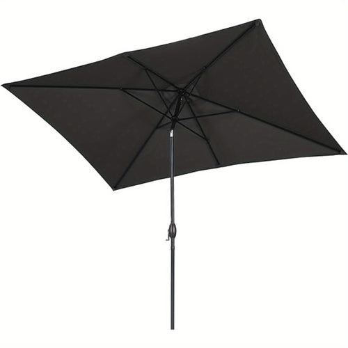 Outdoor 6.5 X 10ft Rectangular Patio Umbrella Aluminum Pole, Outdoor Table Market Umbrella with Crank, 6 Steel Ribs, Polyester Canopy