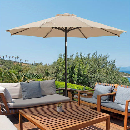 7.5/9/10/15 FT Outdoor Patio Umbrellas Market Umbrella with Push Button Tilt/Crank, 8 Durable Ribs, Fade Resistant And Waterproof for Garden, Lawn, Deck, Backyard, And Pool