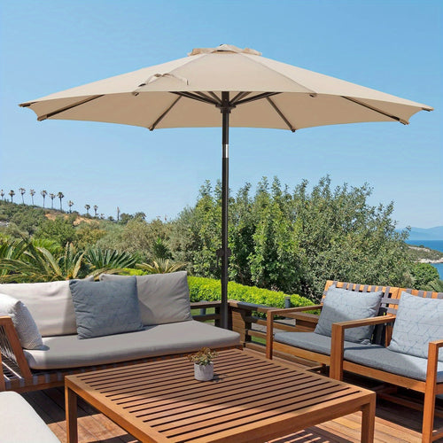 7.5/9/10/15 FT Outdoor Patio Umbrellas Market Umbrella with Push Button Tilt/Crank, 8 Durable Ribs, Fade Resistant And Waterproof for Garden, Lawn, Deck, Backyard, And Pool