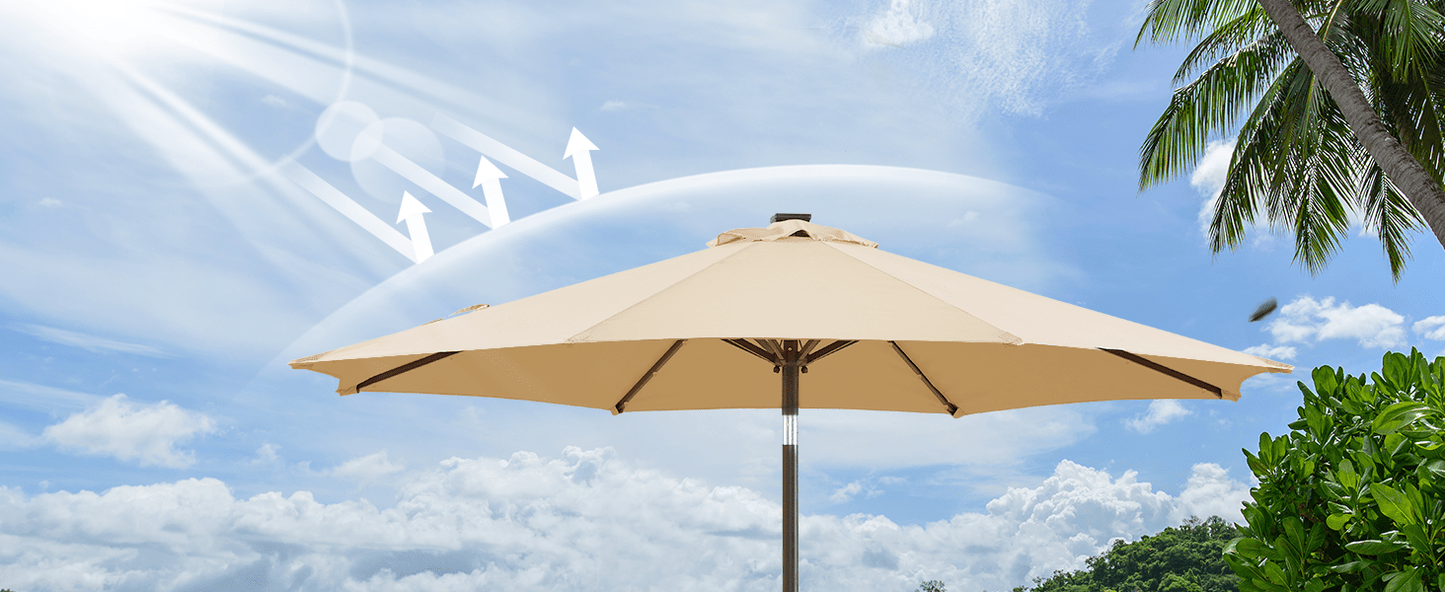7.5/9/10/15 FT Outdoor Patio Umbrellas Market Umbrella with Push Button Tilt/Crank, 8 Durable Ribs, Fade Resistant And Waterproof for Garden, Lawn, Deck, Backyard, And Pool