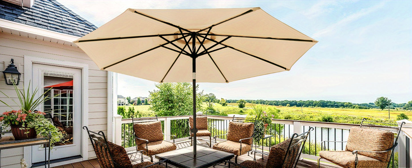 7.5/9/10/15 FT Outdoor Patio Umbrellas Market Umbrella with Push Button Tilt/Crank, 8 Durable Ribs, Fade Resistant And Waterproof for Garden, Lawn, Deck, Backyard, And Pool