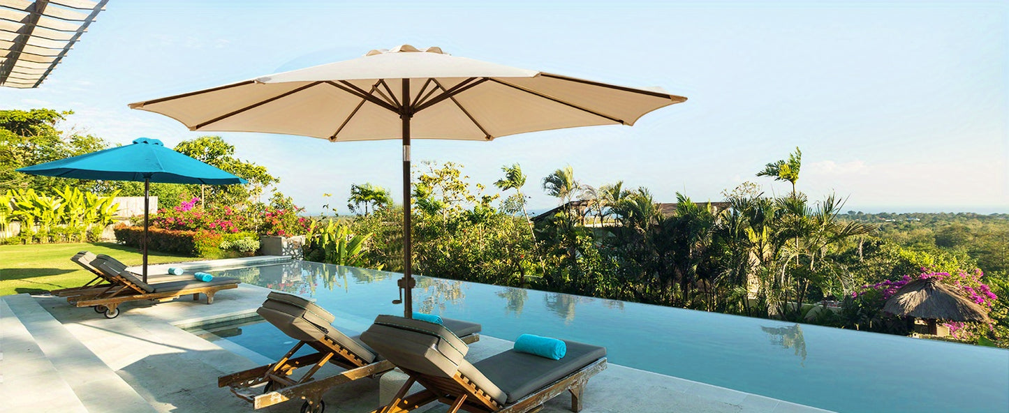 7.5/9/10/15 FT Outdoor Patio Umbrellas Market Umbrella with Push Button Tilt/Crank, 8 Durable Ribs, Fade Resistant And Waterproof for Garden, Lawn, Deck, Backyard, And Pool