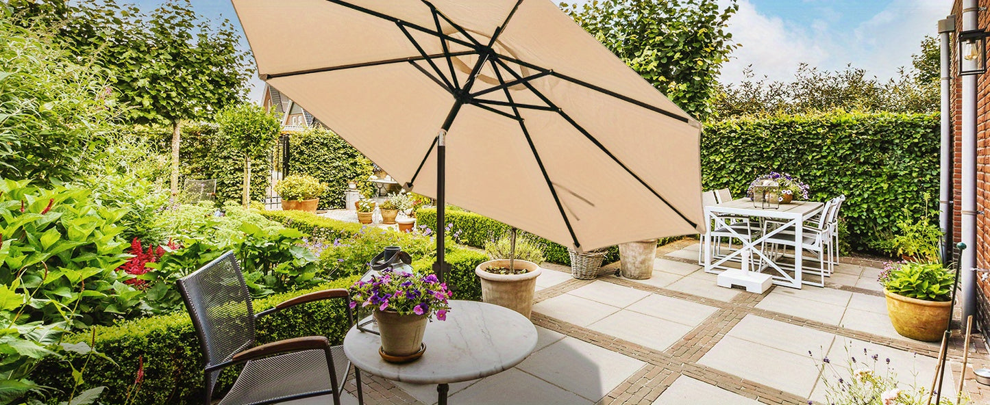 7.5/9/10/15 FT Outdoor Patio Umbrellas Market Umbrella with Push Button Tilt/Crank, 8 Durable Ribs, Fade Resistant And Waterproof for Garden, Lawn, Deck, Backyard, And Pool
