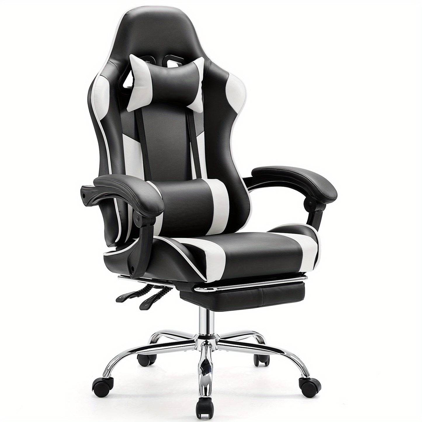 Ergonomic Gaming Chair | High Back, Flip-up Armrest, Wheeled, Height Adjustable 360°-Swivel, Sponge Filled, Solid Back Style, Synthetic Faux Leather, Lumbar Support, Manual Recliner, Wipe Clean - ANTONIA