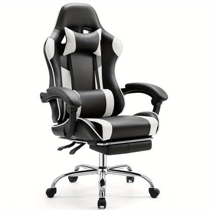 Ergonomic Gaming Chair | High Back, Flip-up Armrest, Wheeled, Height Adjustable 360°-Swivel, Sponge Filled, Solid Back Style, Synthetic Faux Leather, Lumbar Support, Manual Recliner, Wipe Clean - ANTONIA
