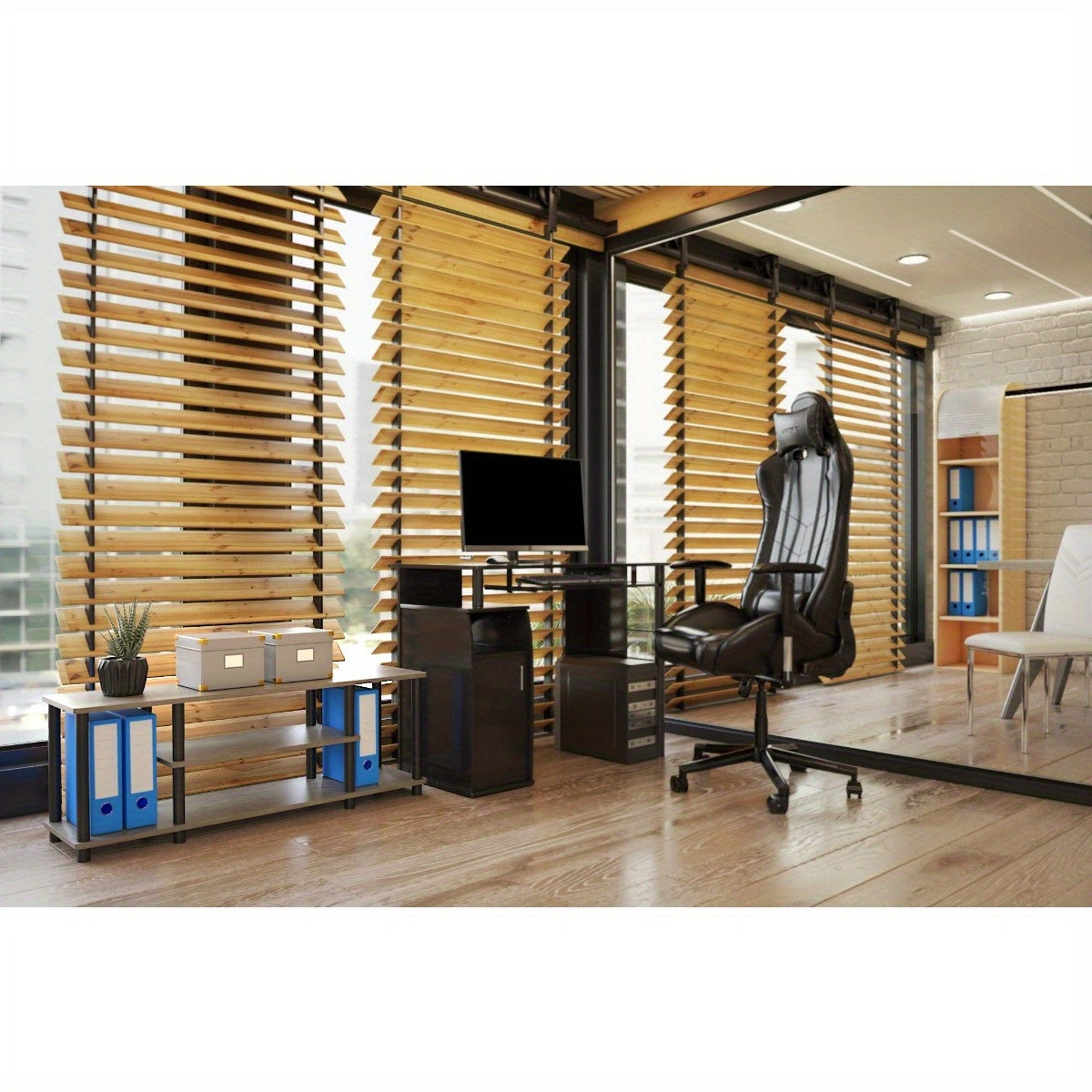 No Tools 3D 3-Tier Entertainment TV Stand for Up to 50 Inch TV, Round Tubes, French Oak Grey/Black, Wooden Display Rack, Console Table with Storage Shelves, Modern Living Room Furniture