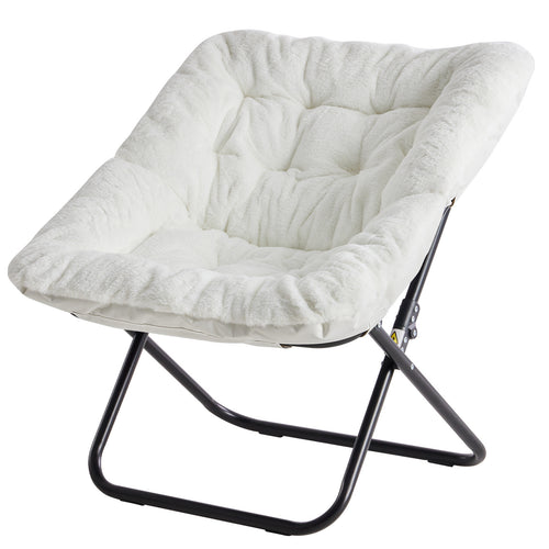 Comfy Chair for Adults, Soft Faux Fur Folding Lounge for Bedroom Living Room Dorm Rooms Flexible Reading Chair for Teens, Large Size Foldable