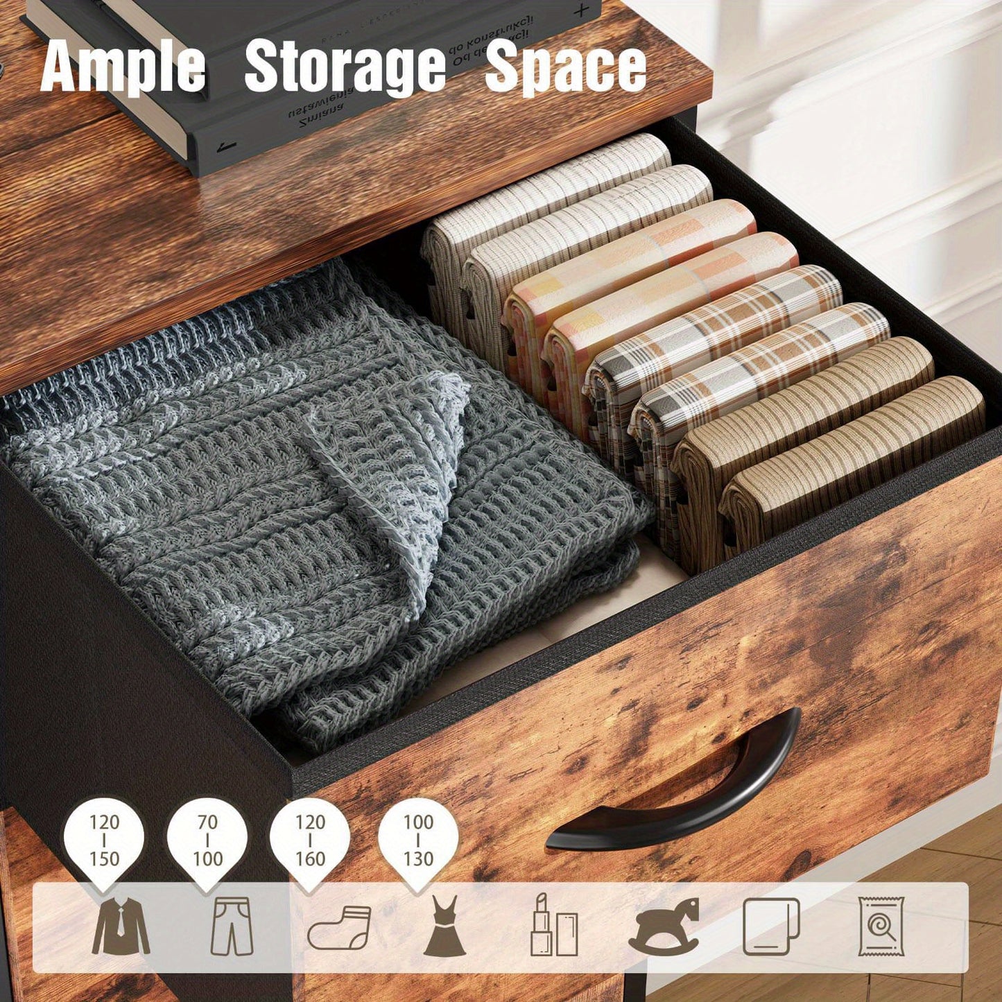 10 Drawer Storage Cabinet And 2-drawer Bedside Table, Single Item And Combination, Sturdy Wooden Top And Metal Frame, Sturdy And Durable, Suitable for Home Storage And Office Storage
