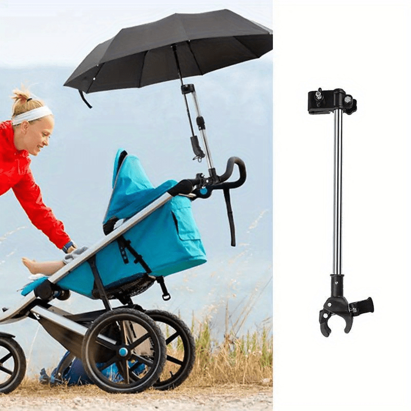 [Outdoor Use] 1pc Adjustable Umbrella Stand Bracket with No-Wrench Installation & -Free Clip- Umbrella Holder - Heavy-Duty for Wheelchairs, Walkers, Strollers (Compatible with Wheeled Walkers, Bicycles, Baby Carriages) - Outdoor Use