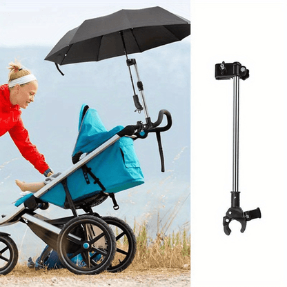 [Outdoor Use] 1pc Adjustable Umbrella Stand Bracket with No-Wrench Installation & -Free Clip- Umbrella Holder - Heavy-Duty for Wheelchairs, Walkers, Strollers (Compatible with Wheeled Walkers, Bicycles, Baby Carriages) - Outdoor Use