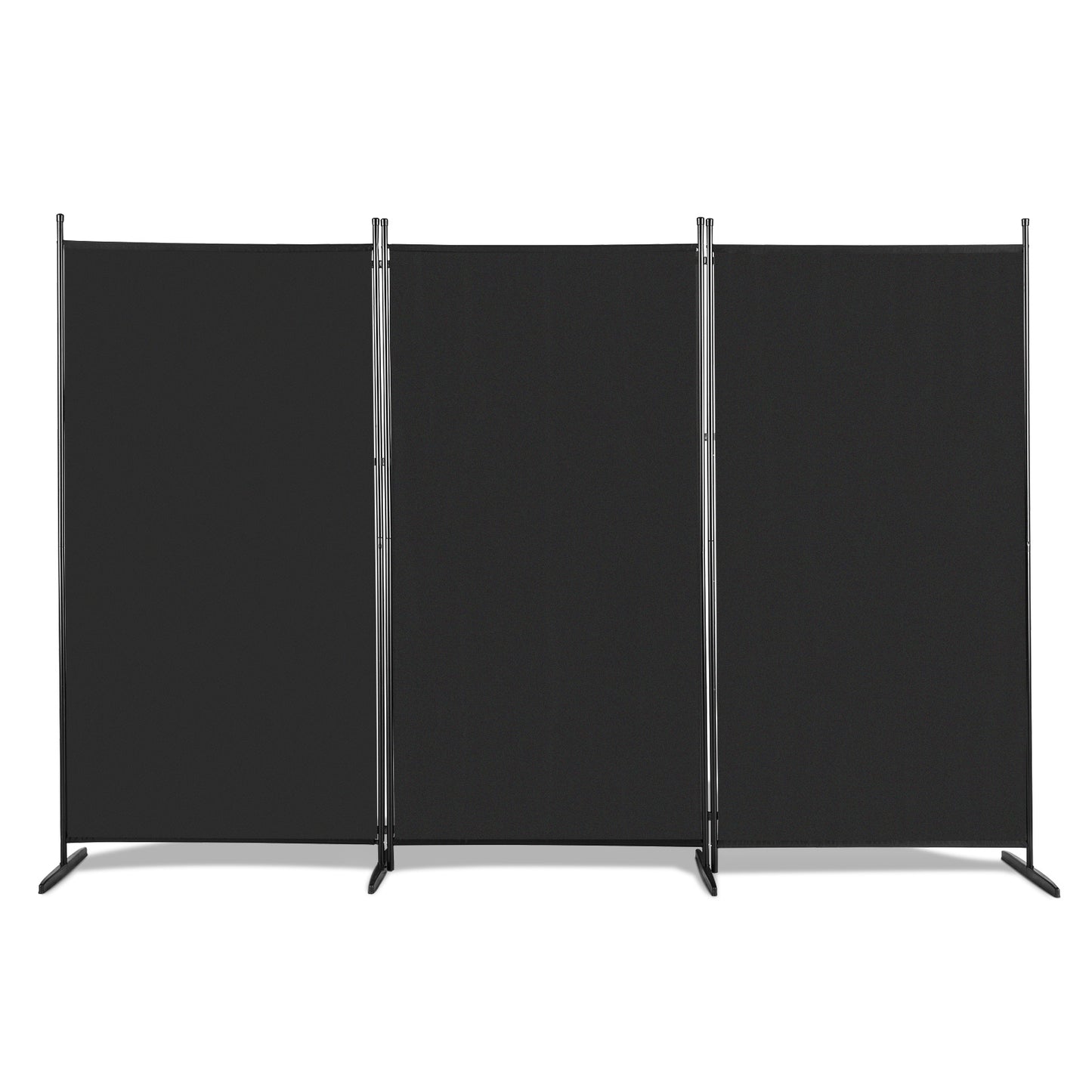 [Foldable Screen Black] 6FT Trifold 160G Polyester Fabric Plastic Foot Carbon Steel Frame Foldable Screen Black