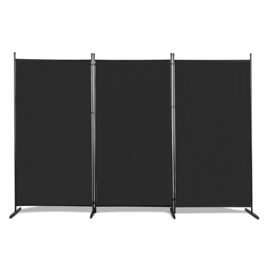 [Foldable Screen Black] 6FT Trifold 160G Polyester Fabric Plastic Foot Carbon Steel Frame Foldable Screen Black