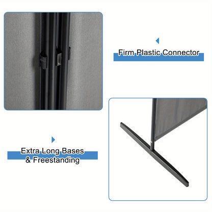 [Foldable Screen Black] 6FT Trifold 160G Polyester Fabric Plastic Foot Carbon Steel Frame Foldable Screen Black