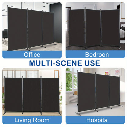 [Foldable Screen Black] 6FT Trifold 160G Polyester Fabric Plastic Foot Carbon Steel Frame Foldable Screen Black